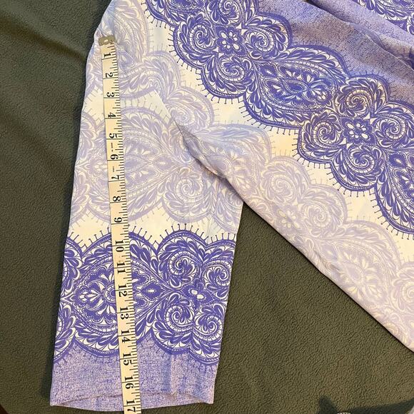 Bob Mackie Wearable Art Cardigan Sz Large Purple Paisley Sheer Lightweight Top - Picture 9 of 9